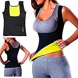 ELAIMEI Frauen Hot Sweat Body Shaper Tank Thermo Yoga Sauna Neopren Weste Fatburner Abnehmen Taille (3XL=EU 44-46)