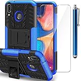 AROYI Samsung Galaxy A20e Hülle+ Schutzfolie, Galaxy A20e TPU Series Dual Layer Hybrid Handyhülle Drop Resistance Handys Schutz Hülle mit Ständer für Samsung Galaxy A20e Blau