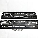 2 x i-mex Kennzeichenhalter | schwarz | inkl. 8 x Befestigungsschrauben | universal | für EU-Schilder 520 x 110 mm | Kennzeichenhalterung | Nummernschildhalter