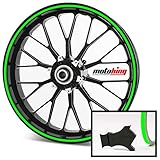 Motoking Felgenrandaufkleber mit Montagetool für Ihr Motorrad in NEON GRÜN / 6 mm / für 10' bis 25'