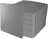 Schutzmatten 60 x 60cm Schutzmatte Trainingsmatte Puzzlematte Unterlegmatten Poolmatte Fitnessmatten für Bodenschut für -Bodenschutz, Büro, Fitnessraum, Bordures (Grau -24 Stück)