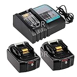 Ersatz Schnell-Ladegerät(LED) mit 2X Akku 18V 5.0Ah für Baustellenradio Makita Radio 18V DMR110 DMR112 DMR113 DMR114 DMR115/ Akku-Heckenschere DUH523Z / akku-kettensägeDUC353Z Werkzeugsets Batterie