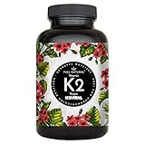Vitamin K2 MK7-365 Kapseln. Hochdosiert mit 200µg (mcg) je Kapsel. Spitzenrohstoff K2VITAL® mit 99,7% All-Trans-MK-7Laborgeprüft, ohne Zusätze wie Magnesiumstearat. Vegan, in Deutschland produziert