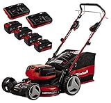 Einhell Akku-Rasenmäher GE-CM 36/47 S HW Li Power X-Change (Li-Ion, 2x 18 V, 47 cm Schnittbreite, bis zu 700 m², Highwheeler, bürstenloser Elektromotor, inkl. 4 x 4,0 Ah Akku, 2 x PXC-Twincharger)