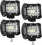 AAIWA Zusatzscheinwerfer, 4-Zoll-Dreireihig Arbeitsscheinwerfer 60W 5800 Lumen IP67 Spot Flood Arbeitslichtleiste Scheinwerfer Universal für Off-Road-Fahrlicht, LKW-Traktor (4 Stück)