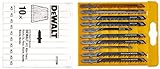 DeWalt HCS-Stichsägenblätter (10-tlg. Set, für Holz, für den Einsatz in Stichsägen (Kabel und Akku), bestehend aus 2x DT2175, 2x DT2177, 1x DT2050, 2x DT2186, 1x DT2168, 2x ST2075) DT2290