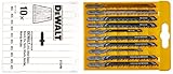 DeWalt HCS-Stichsägenblätter (10-tlg. Set, für Holz, für den Einsatz in Stichsägen (Kabel und Akku), bestehend aus 2x DT2175, 2x DT2177, 1x DT2050, 2x DT2186, 1x DT2168, 2x ST2075) DT2290