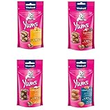 Vitakraft - 4 St.Cat YUMS 40g. Katzensnacks,1x Huhn, 1x Ente, 1x Fisch, 1x Käse (6,22 € /100g)
