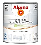 ALPINA Weißlack für Möbel und Türen 2 Liter Farbe Weiss Seidenmatt