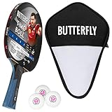 Butterfly Timo Boll Black Tischtennisschläger + Tischtennishülle + 3*** ITTF G40+ Tischtennisbälle | Tischtennis Wettkampfschläger Set Tischtennisschlägerset