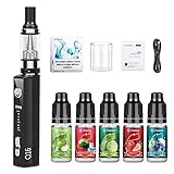 E Zigarette Starterset Ciberate Q16 Dritte Generation Elektronische Zigaretten mit 5x10ml E Liquids, ohne Nikotin, Schwarz