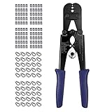 Proster 2 in 1 Drahtseil Crimpzange und Drahtseilschneider 3 Nuten von 1/16'bis 1/8' mit 100 Stüke 1/8' Aluminium Crimpen Schlaufenhülse und 50 Stüke M3 Edelstahl Thimble Rigging