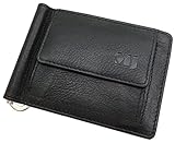 MJ-Design-Germany Geldbörse mit Geldklammer und seperaten Kartenfächern aus Kalbsleder (Schwarz)