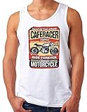 OM3® Classic-Motorcycle Tank Top Shirt | Herren | Retro Motorbike Engine Motor Block | Weiß, XL