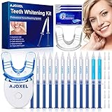 AJOXEL Teeth Whitening Kit, Zahnaufhellung Set Zähne Aufhellen Weisse Zähne 10 Bleaching Zähne Bleaching Gel, 2 Beruhigendes Gel, 3 White Stripes, LED Licht zu Hause mit Zahnschiene