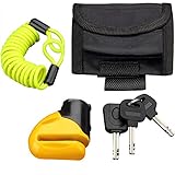 Deuba Bremsscheibenschloss Set mit Erinnerungskabel 3 Schlüssel mit LED Scheibenschloss Fahrradschloss Motorradschloss