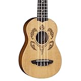 Luna Honu Turtle Fichte Sopran-Ukulele mit Gigbag, Satin Natur