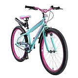 BIKESTAR Kinderfahrrad 24 Zoll für Mädchen und Jungen ab 9 Jahre | Kinderrad Urban Jungle | Fahrrad für Kinder Türkis & Berry | Risikofrei Testen