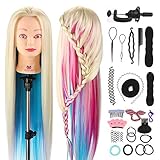 Neverland Beauty 66cm Trainingsköpfe für Friseure Übungskopf Friseurkopf Friseursalon Puppenkopf Schminkkopf Friseur Mannequin kopf 100% Synthetisches Haar Mit Halter Frei & Haare Frisuren Set