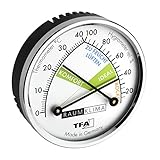 TFA Dostmann Thermo Analoges Thermometer Hygrometer mit Metallring, Luftfeuchtigkeitsmessgerät, Mehrfarbig, L120 x B29 x H235 mm