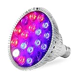 XJLED LED wachsen Licht 18W E27 AC85-265V Das ganze Spektrum 7Rot + 8Blau +1Weiß + 1UV + 1IR, Gartenbau Gewächshaus wachsen Lampe Lampe für Samer Lichter (18W)