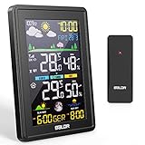 BALDR Wetterstation Funk mit Außensensor, Thermometer Hygrometer Digital Multifunktionale Funkwetterstation, Alarm/Snooze,Mondphase, Nachtlicht,für Zuhause Büro