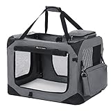 FEANDREA Hundebox, Transportbox für Haustiere, Hundetasche, grau PDC60GY