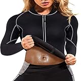 Saunakleidung für Männer Und Frauen, Neopren Sauna, Sauna Waist Trainer Fitness Lange Ärmel Neopren Shirt Abnehmen Training Korsett Bauchweg Schwitzeffekt Thermo Body Shaper