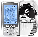 AUVON TENS Gerät, 2 Kanäle TENS EMS Reizstromgerät mit 20 Trainingsprogramme und 10 Stück Premium Elektroden Pads mit patentiertem Design zur Schmerzlinderung von Knicken am Rücken, Nacken, Schultern