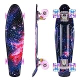 Caroma Skateboard für Mädchen Jungs, Penny Board, 22 Zoll/55cm komplettes Mini Cruiser Skateboard mit LED Light Up Wheels für Kinder Anfänger Jugendliche