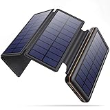 SWEYE Solar Powerbank 26800mAh [4 Faltbar Solarpanel], Solar Externer Akku Tragbare mit 3 Eingang IN 2 Ausgang Ladegerät Type-C Power Bank 4 LEDs Akku Pack für Smartphone Handy Tablet, USB Geräte