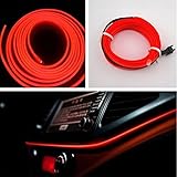 INION 1x ROT 2 Meter - EL - Innenbeleuchtung Ambientebeleuchtung mit 12Volt Inverter/Adapter Zigarettenanzünder