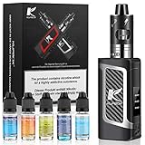 Kupbox E Zigarette Starter Set Ohne Nikotin mit 5x10ml E Liquid, 80W Dark Rider E Zigarette mit 0.5Ohm 2ml Verdampfer Tank, 2000mah Akku Kit - Silber