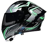 Hammock Motorrad Klapphelm Bluetooth-Helm Integrierter Motorradhelm,Double Lens Flip Vollvisierhelm Mit Bluetooth-Headset Modularer Helm ECE-Zertifiziert Integralhelm UI,M