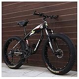 Unbekannt Mountain Bikes, 26-Zoll-Fat Tire Hardtail Mountainbike, Alurahmen Alpine Fahrrad, Frauen Der Männer Fahrrad Mit Federung Vorne,Schwarz,24Speed