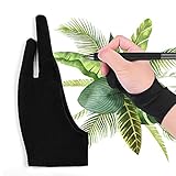 Aibecy Grafiktablett Handschuh Zwei-Finger Artist Glove in freier Größe für Ugee Huion Gaoman Bosto Zeichenpad Graphics Drawing Tablet