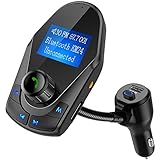 FM Transmitter, Nulaxy Wireless Bluetooth FM Transmitter mit Power EIN/aus-Taste, Freisprechanlage Kfz-Kit MP3-Player Radio Audio-Adapter, Dual 5V 2.1 a USB-Ladegerät, 1,44 Zoll-Display