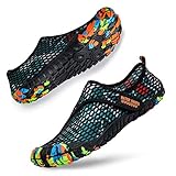 Ritiriko Unisex Badeschuhe Slip on Wasserschuhe Strandschuhe Wasserdicht Schnell Trocknend Atmungsaktiv Aquaschuhe Schwimmschuhe Surfschuhe für Herren Damen Schwarz EU 41