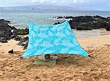 Neso Zelte Strand Zelt mit Sand Anker, Portable Baldachin Sunshade - 2,1m x 2,1m - Patentierte verstärkte Ecken (Aqua Fronds)