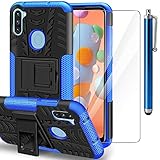 AROYI Kompatibel mit Samsung Galaxy M11 / A11 Hülle mit Schutzfolie, Galaxy A11 TPU Series Dual Layer Hybrid Handyhülle Drop Resistance Handys Schutz Hülle mit Ständer für Samsung Galaxy M11 Blau