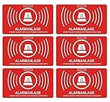 König Werbeanlagen alarmgesichert Folie 5 x 3 cm, wetterfest/UV Schutz, Aufkleberset, 6 Stück