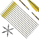 Narchery Pfeile, 12 Stück 31 Zoll Camo Bogenpfeile Carbon Pfeile mit Naturfeder für Bogen, Recurvebogen, Langbogen und traditionellen Bogen