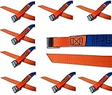 iapyx Befestigungsriemen-Set ideal zur Befestigung am Fahrradträger, Klemschloss Gurte, Spanngurte (10er Set, orange)