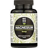 BeSoHappy® Magnesium Energy l 180 Hochdosierte Kapseln für 6 Monate l mit sehr Effektivem Magnesium – Produziert, Laborgeprüft und Getestet in Deutschland 