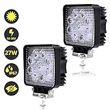 Hengda 2x 27W LED Arbeitsscheinwerfer Scheinwerfer 12V 24V Traktor Rückfahrscheinwerfer LED Strahler für Offroad, KFZ, SUV, LKW, Auto Zusatzscheinwerfer IP67 Wasserdicht, Quad