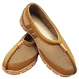 Chinesische Stoffschuhe Mönch Schuhe - Traditionelle Kampfkunst Kung Fu Tai Chi Shaolin Wushu Qigong Wing Chun Buddhisten Slipper Sneaker Netzstoff Weiche Sohle für Männer Frauen (45 EU, Gelb)