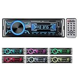 MP3 Autoradio Mit Bluetooth Freisprecheinrichtung, USB-Autoradio 7 Couleurs 1DIN 4X60W mit Bluetooth4.2 Eingebautes Mikrofon USB/SD/AUX/EQ/MP3/TF mit Remote Control 2usb Fast Charge