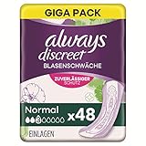 Always Discreet Inkontinenzeinlagen Normal (12 Binden) Diskreter Schutz & hohe Saugstärke, Geruchsneutralisierend