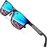 ATTCL Herren HOT Al-Mg Polarisierte Fahren Sonnenbrille Herren Damen 16560 grau blau