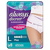 Always Discreet Inkontinenz Pants Gr. L (8 Höschen) Plus, Diskreter Schutz und Hohe Saugstärke, Geruchsneutralisierend